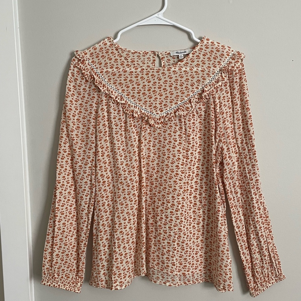 Madewell long sleeve ruffle blouse